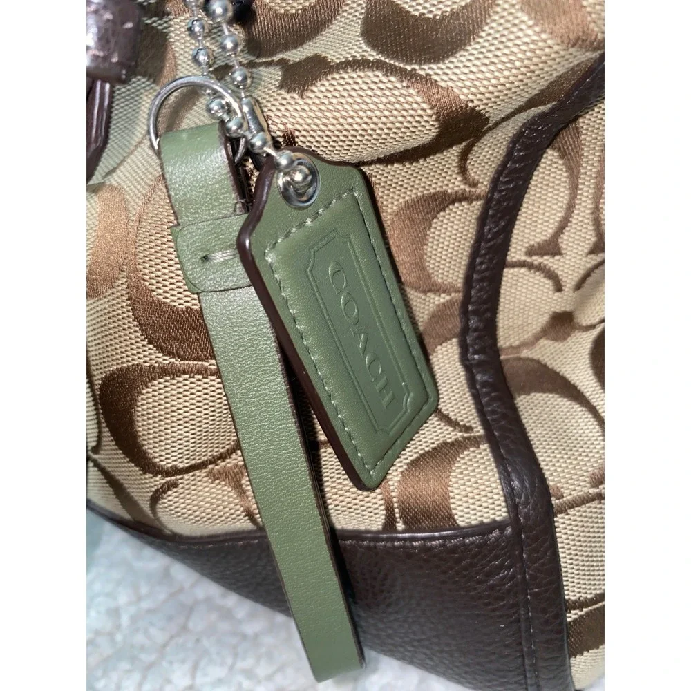 Rare Coach‎ Signature C Park Signature KT Zip Satchel Khaki/Brown 3 Zipper Pu se